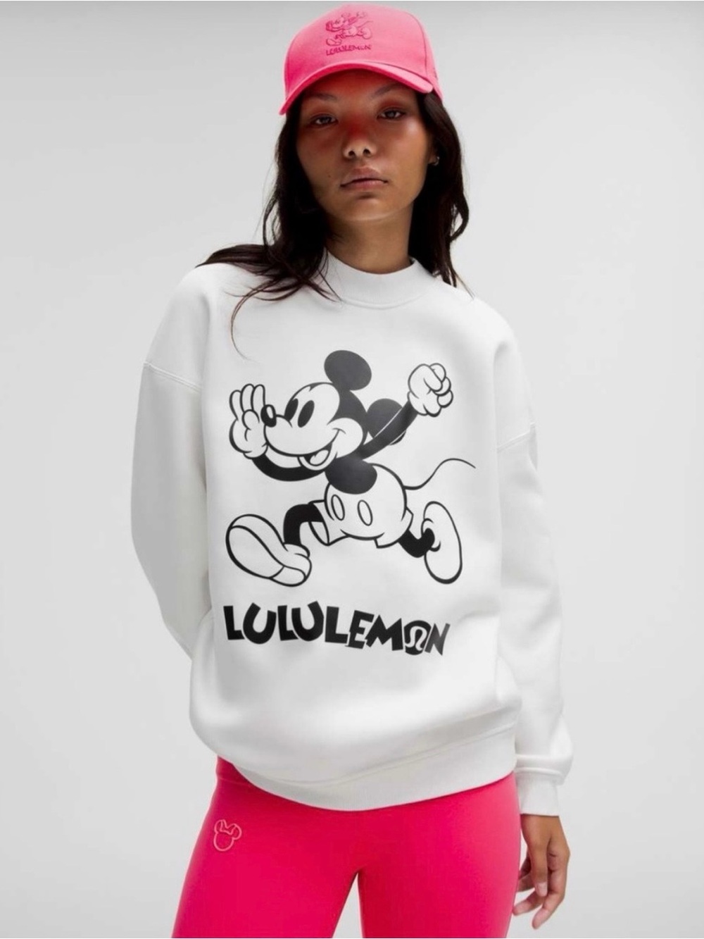 Disney × Lululemon Mickey Mouse Oversized Pullover Sweatshirt - White/Size M NWT